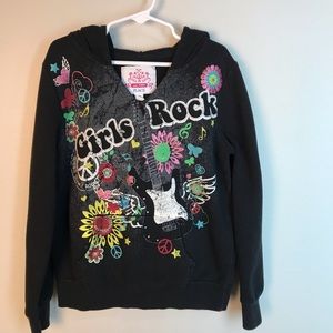 Cute Girls Rock black v-neck hoodie